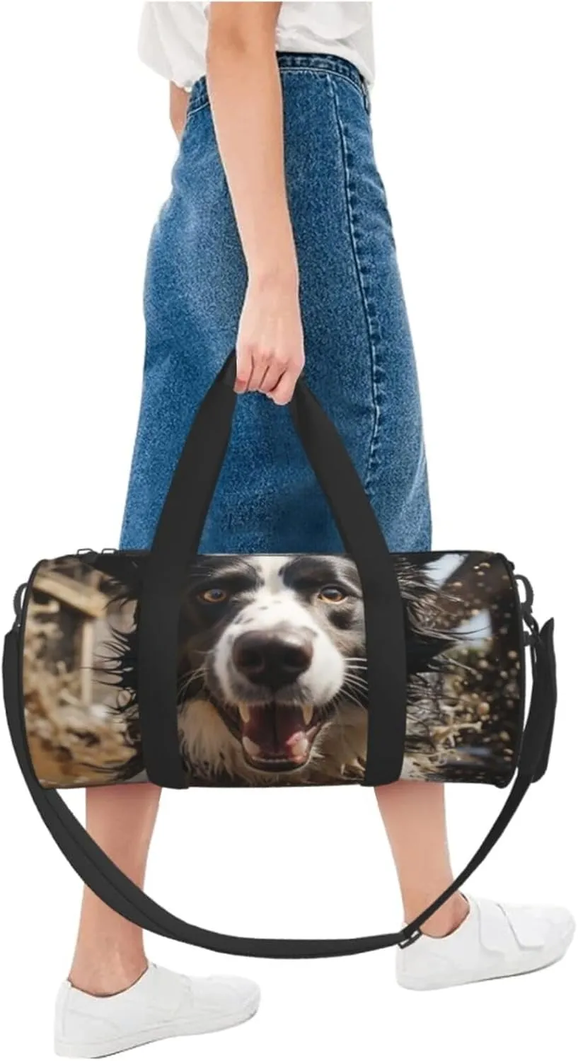 Sports Gym Bag for Women Men Travel Duffel Bag Tote Weekender Bag Carry on Overnight Bag for Travel Swimming Fitness Workout Sports Pastor border collie Duffle Bag