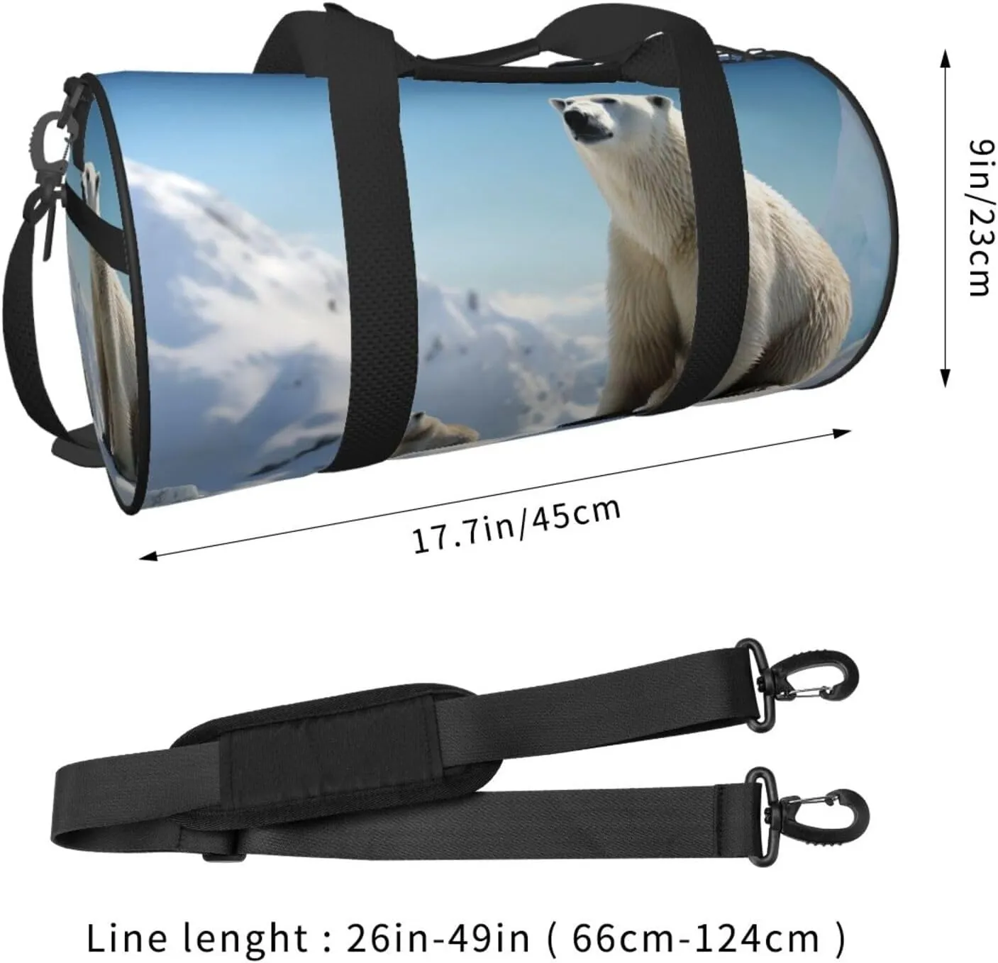 Sports Gym Bag for Women Men Travel Duffel Bag Tote Weekender Bag Carry on Overnight Bag for Travel Swimming Fitness Workout Sports Polar Bear Penguin Duffle Bag