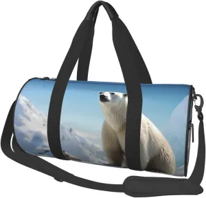 Sports Gym Bag for Women Men Travel Duffel Bag Tote Weekender Bag Carry on Overnight Bag for Travel Swimming Fitness Workout Sports Polar Bear Penguin Duffle Bag