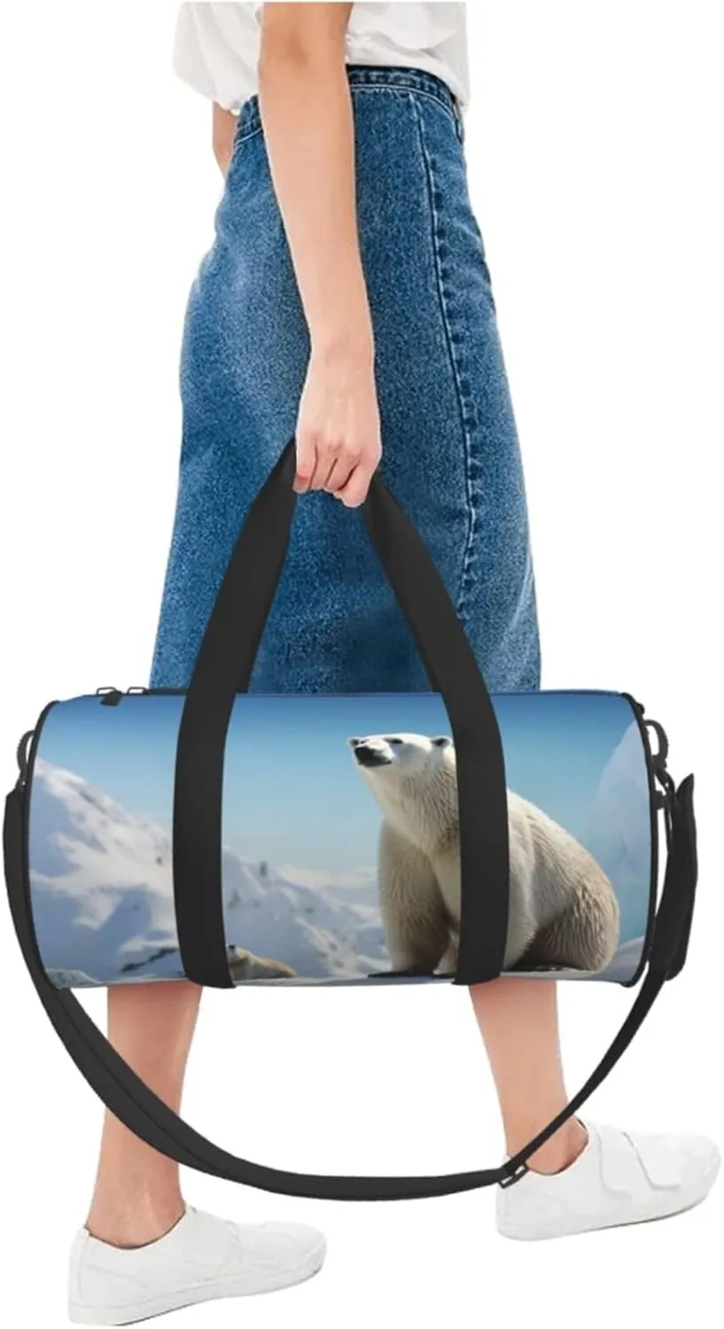 Sports Gym Bag for Women Men Travel Duffel Bag Tote Weekender Bag Carry on Overnight Bag for Travel Swimming Fitness Workout Sports Polar Bear Penguin Duffle Bag