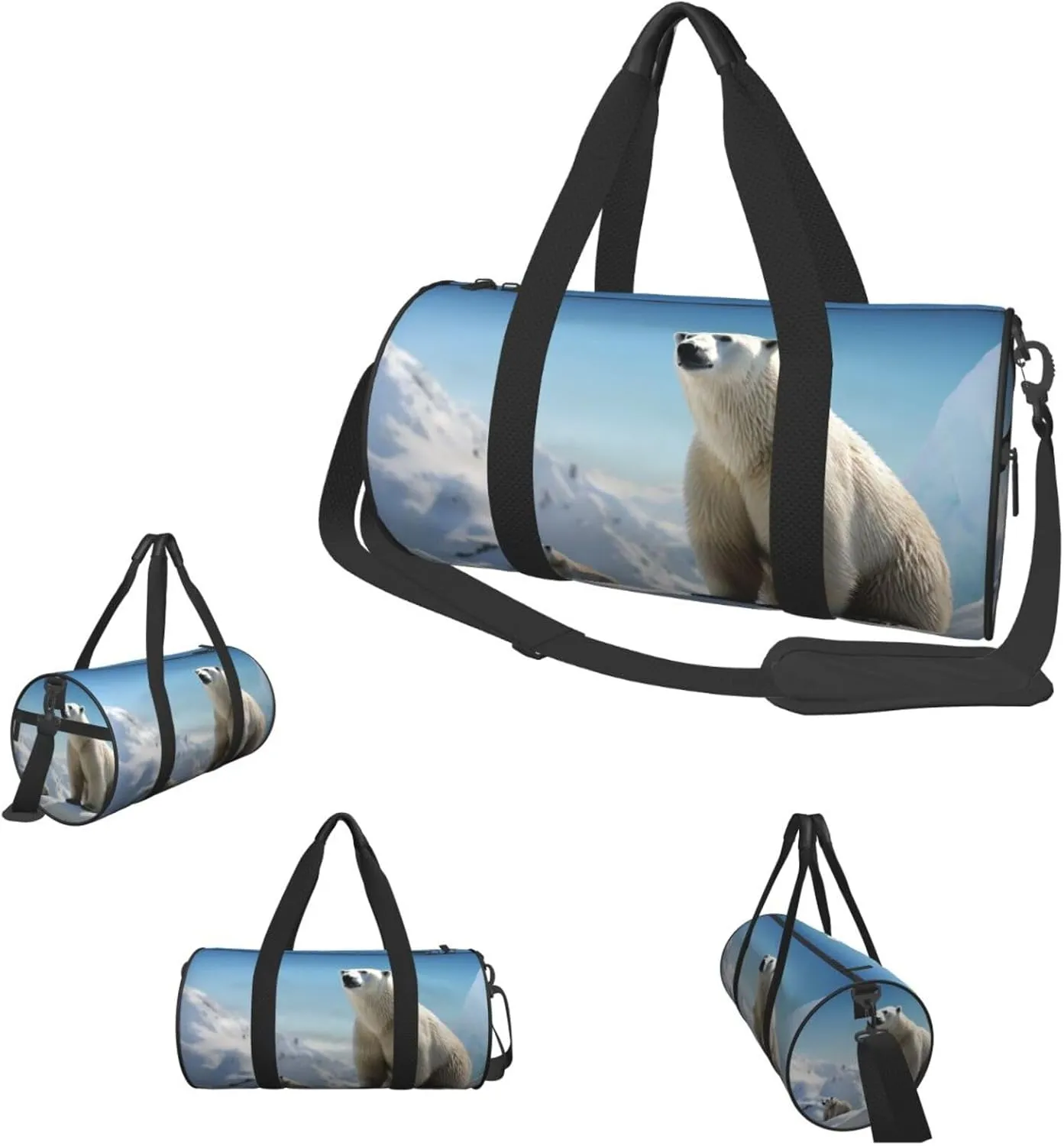 Sports Gym Bag for Women Men Travel Duffel Bag Tote Weekender Bag Carry on Overnight Bag for Travel Swimming Fitness Workout Sports Polar Bear Penguin Duffle Bag