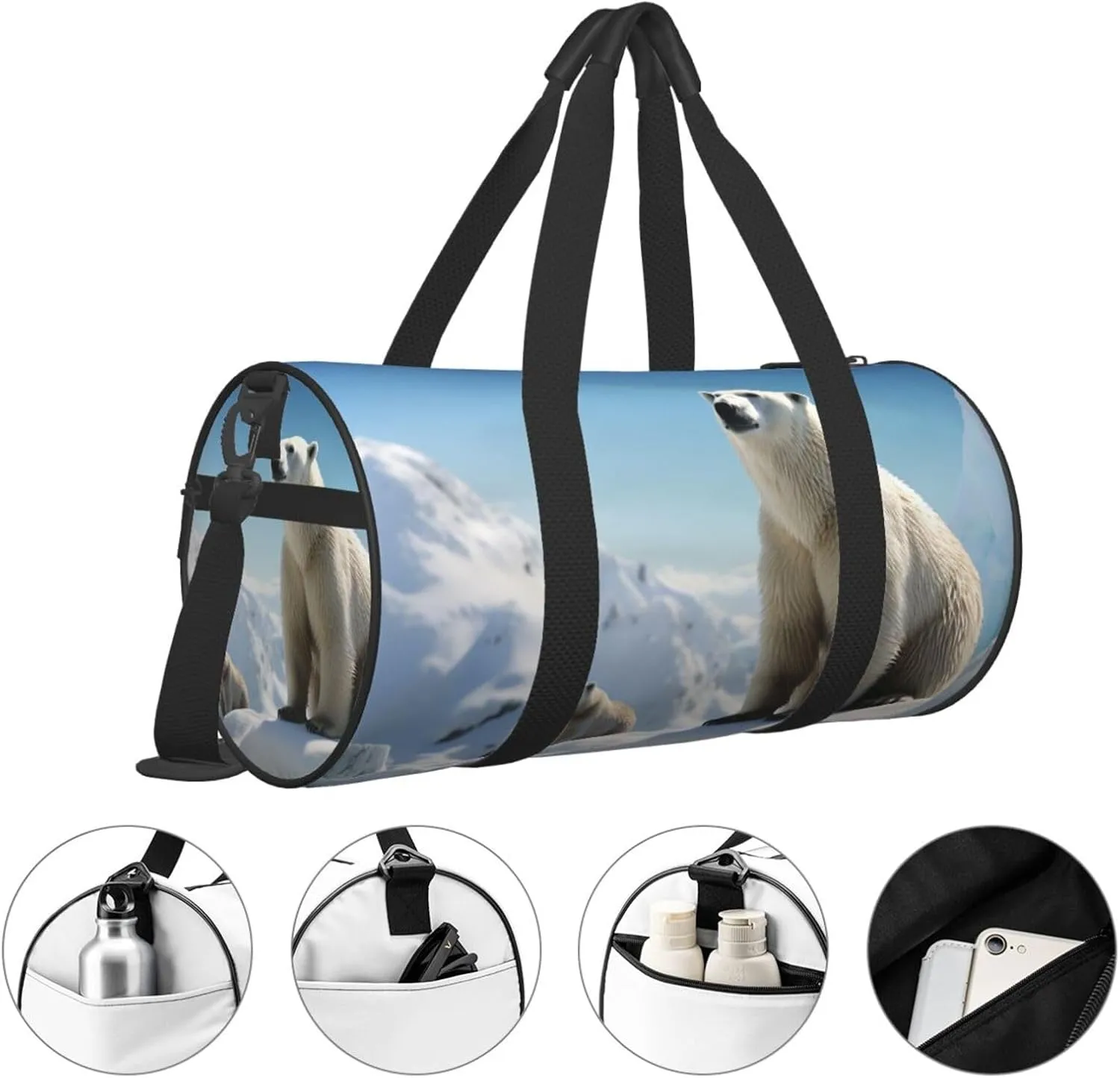 Sports Gym Bag for Women Men Travel Duffel Bag Tote Weekender Bag Carry on Overnight Bag for Travel Swimming Fitness Workout Sports Polar Bear Penguin Duffle Bag