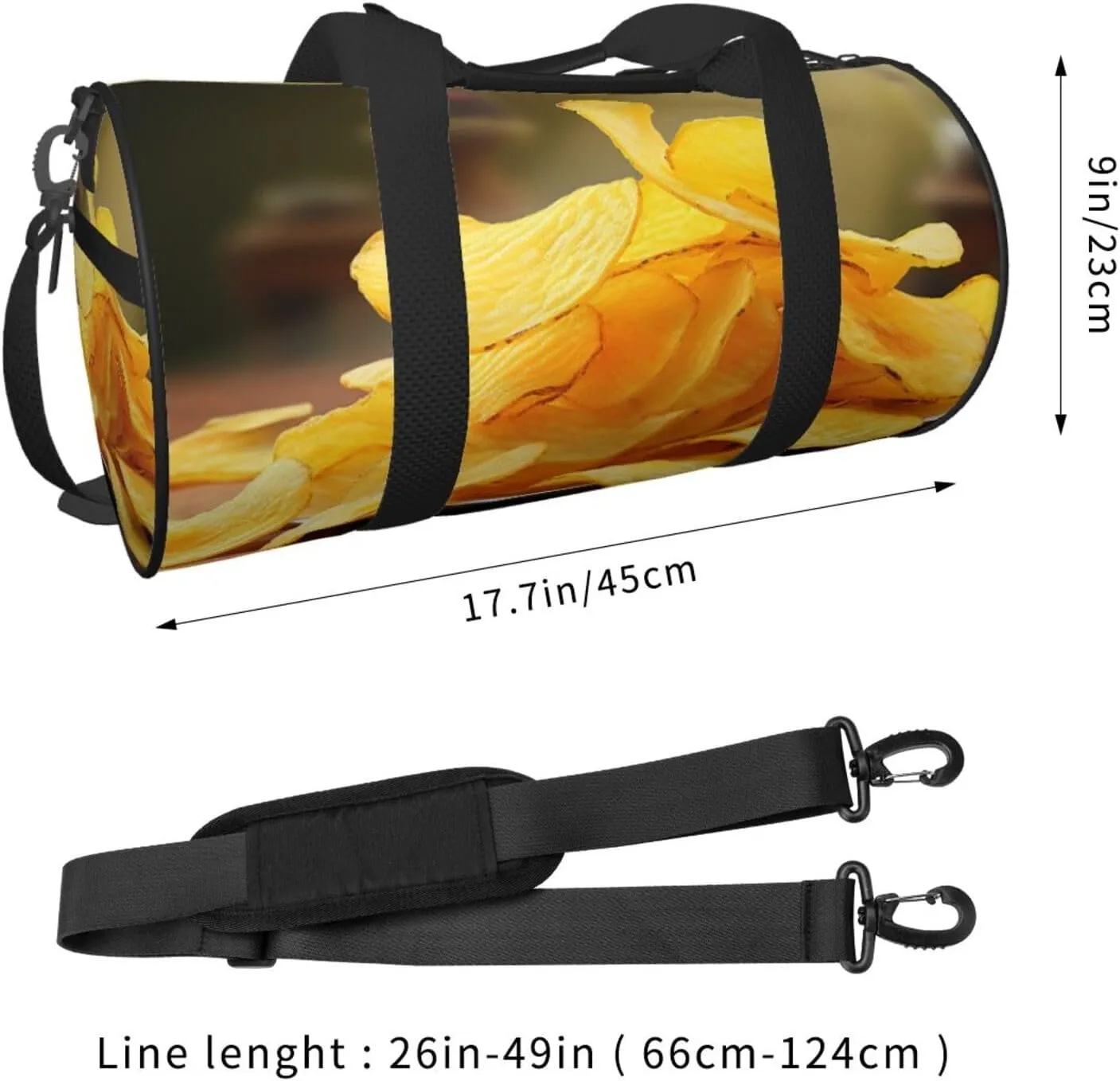 Sports Gym Bag for Women Men Travel Duffel Bag Tote Weekender Bag Carry on Overnight Bag for Travel Swimming Fitness Workout Sports Potato Chips Duffle Bag