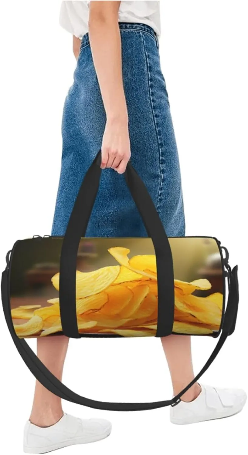 Sports Gym Bag for Women Men Travel Duffel Bag Tote Weekender Bag Carry on Overnight Bag for Travel Swimming Fitness Workout Sports Potato Chips Duffle Bag