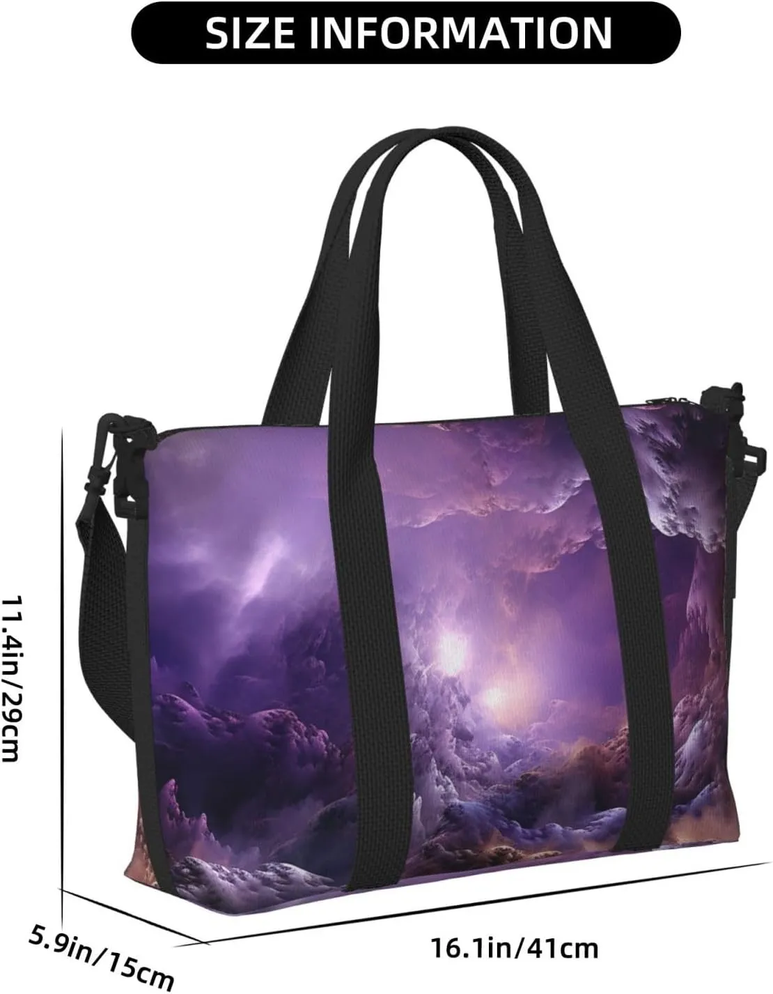 Sports Gym Bag for Women Men Travel Duffel Bag Tote Weekender Bag Carry on Overnight Bag for Travel Swimming Fitness Workout Sports Purple Galaxy Duffle Bag