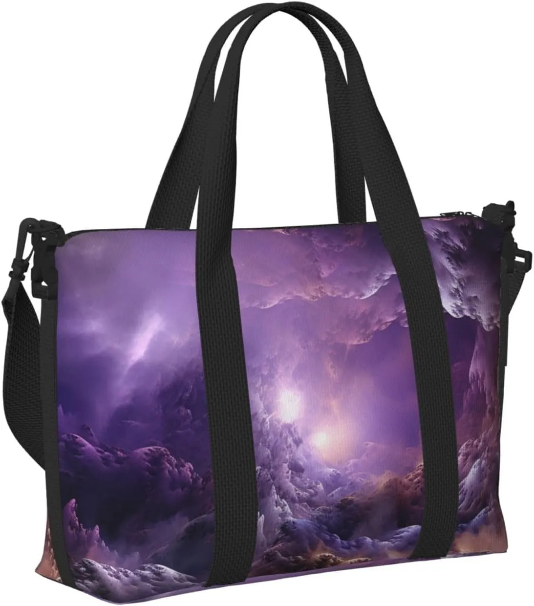 Sports Gym Bag for Women Men Travel Duffel Bag Tote Weekender Bag Carry on Overnight Bag for Travel Swimming Fitness Workout Sports Purple Galaxy Duffle Bag