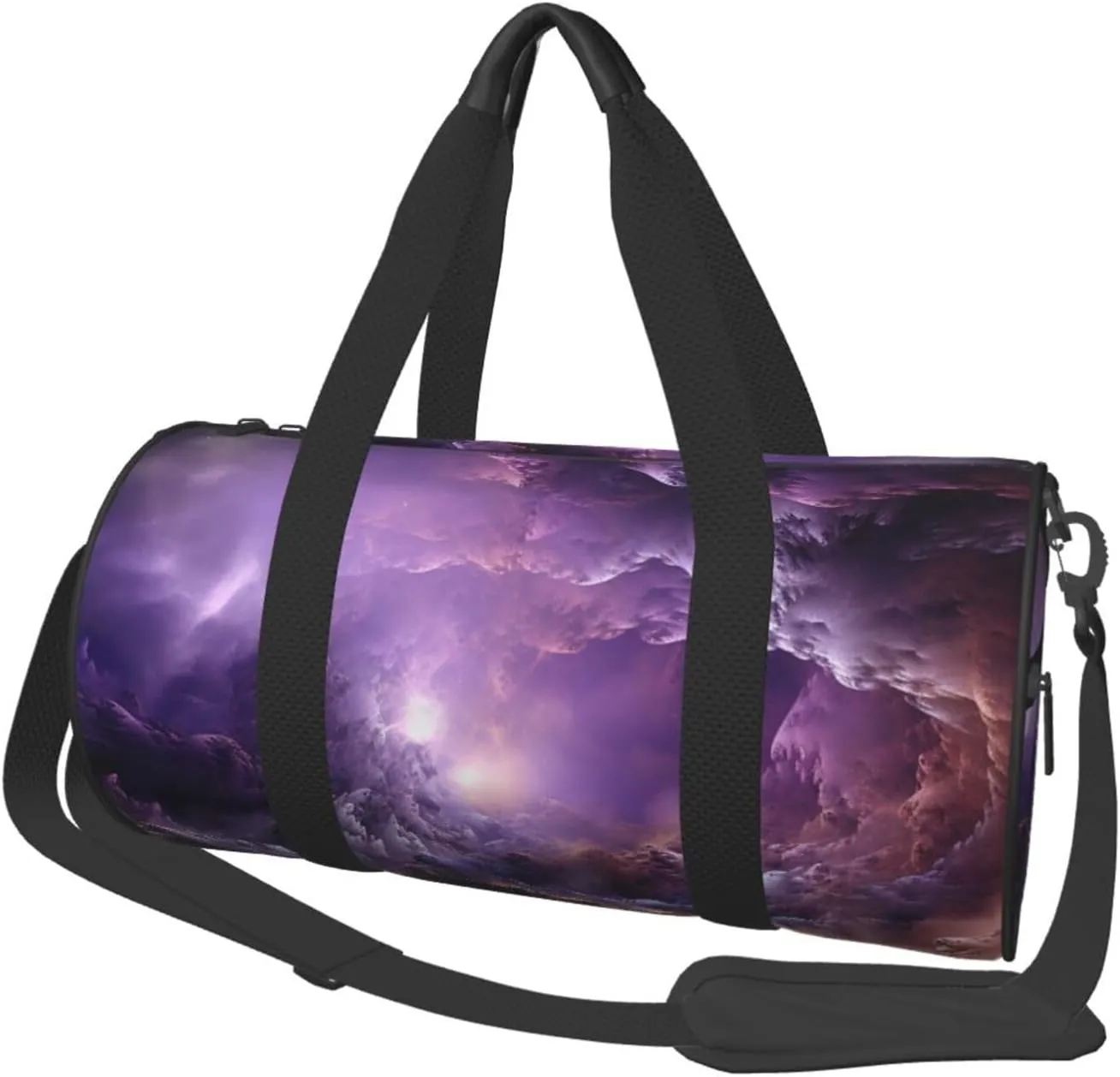 Sports Gym Bag for Women Men Travel Duffel Bag Tote Weekender Bag Carry on Overnight Bag for Travel Swimming Fitness Workout Sports Purple Galaxy Duffle Bag