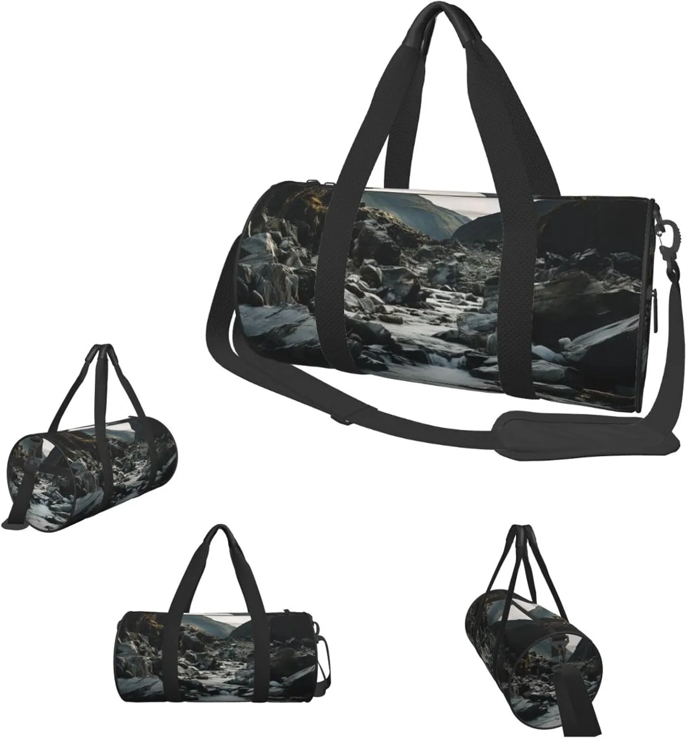 Sports Gym Bag for Women Men Travel Duffel Bag Tote Weekender Bag Carry on Overnight Bag for Travel Swimming Fitness Workout Sports River and gray rocks Duffle Bag