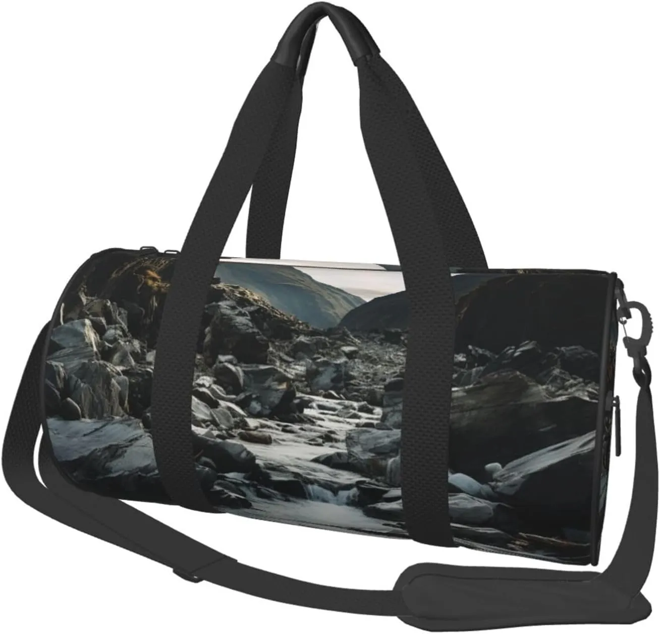 Sports Gym Bag for Women Men Travel Duffel Bag Tote Weekender Bag Carry on Overnight Bag for Travel Swimming Fitness Workout Sports River and gray rocks Duffle Bag