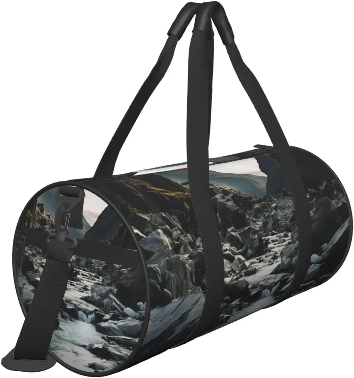 Sports Gym Bag for Women Men Travel Duffel Bag Tote Weekender Bag Carry on Overnight Bag for Travel Swimming Fitness Workout Sports River and gray rocks Duffle Bag