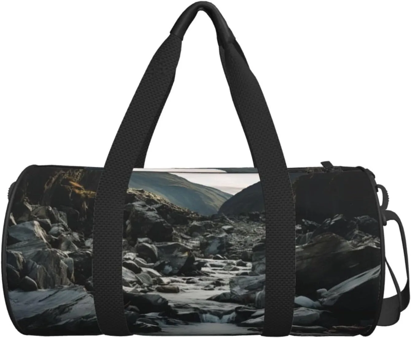 Sports Gym Bag for Women Men Travel Duffel Bag Tote Weekender Bag Carry on Overnight Bag for Travel Swimming Fitness Workout Sports River and gray rocks Duffle Bag