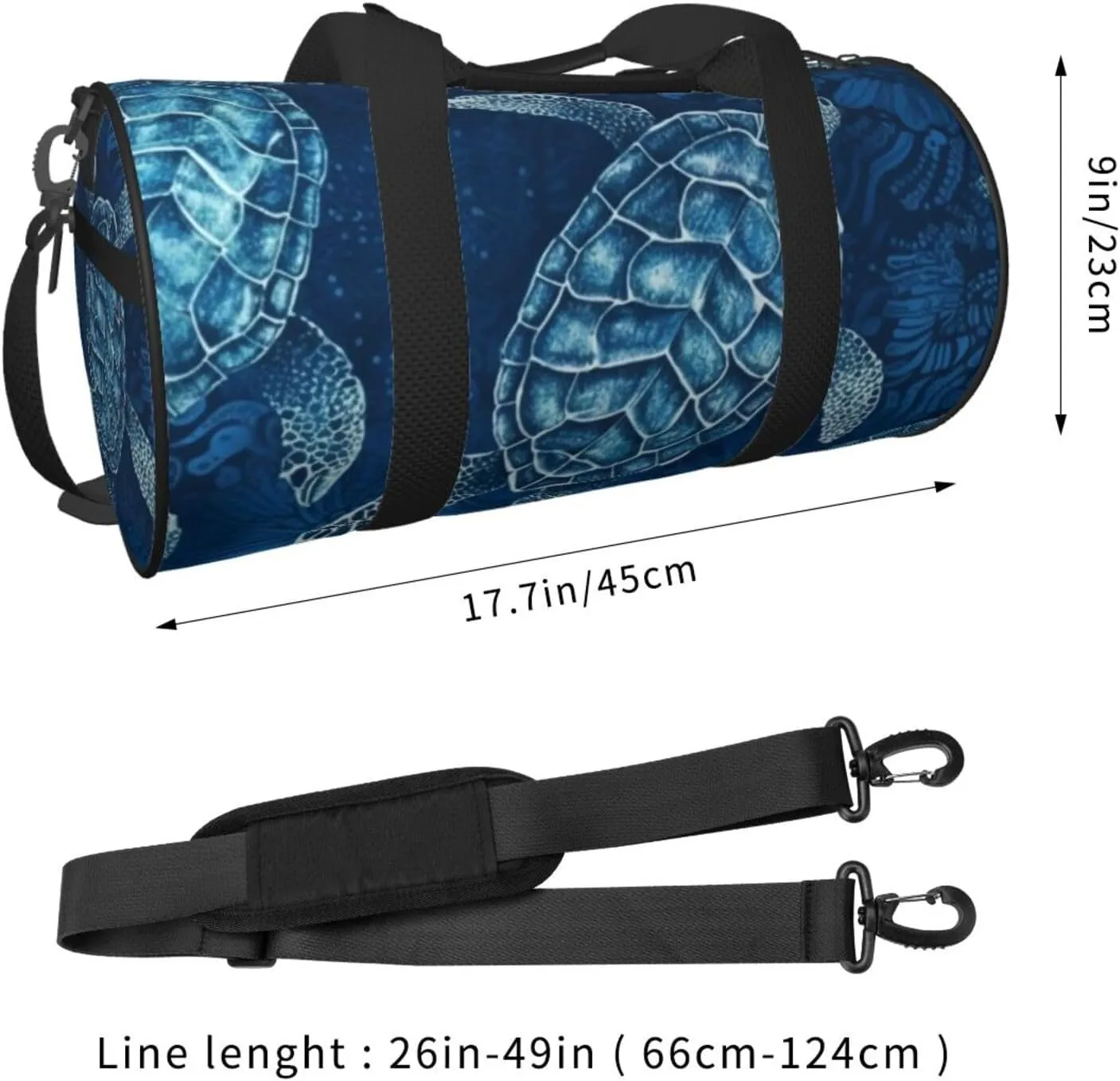 Sports Gym Bag for Women Men Travel Duffel Bag Tote Weekender Bag Carry on Overnight Bag for Travel Swimming Fitness Workout Sports Sea Turtle-Blue Duffle Bag