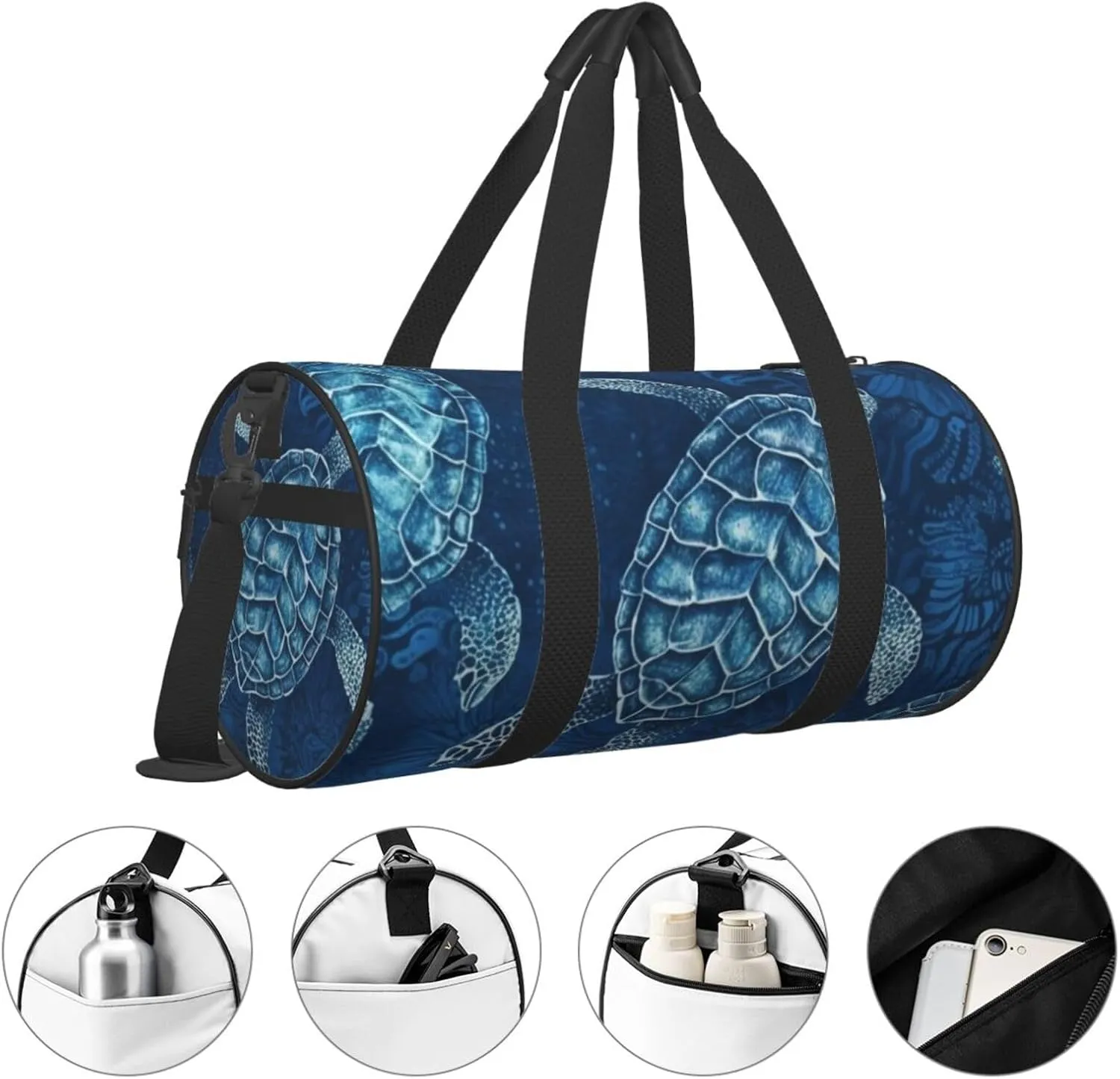 Sports Gym Bag for Women Men Travel Duffel Bag Tote Weekender Bag Carry on Overnight Bag for Travel Swimming Fitness Workout Sports Sea Turtle-Blue Duffle Bag