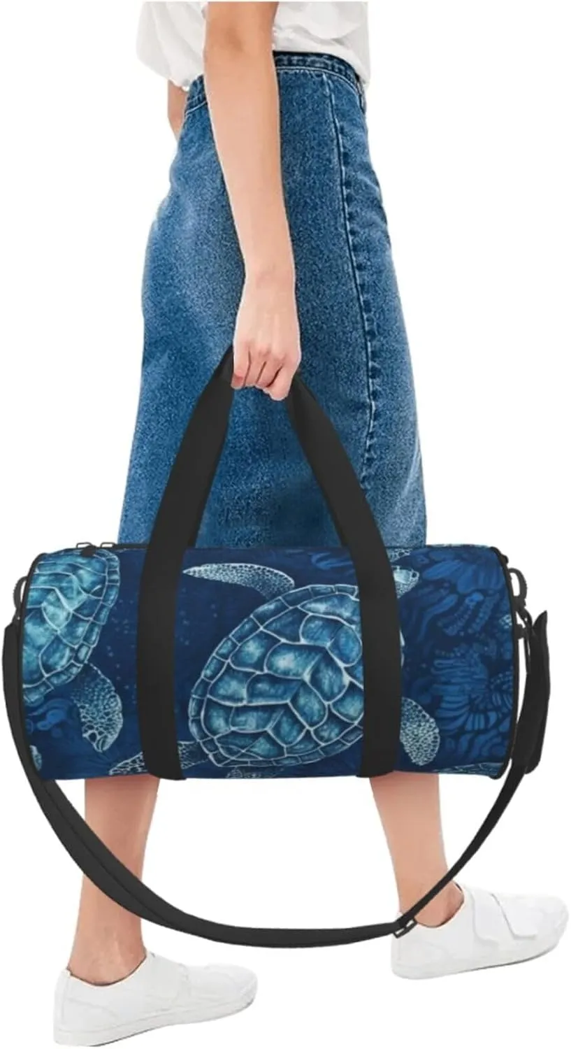 Sports Gym Bag for Women Men Travel Duffel Bag Tote Weekender Bag Carry on Overnight Bag for Travel Swimming Fitness Workout Sports Sea Turtle-Blue Duffle Bag