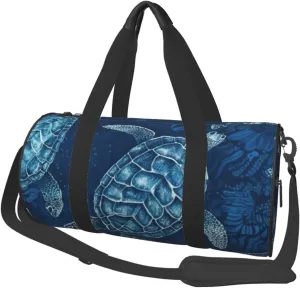 Sports Gym Bag for Women Men Travel Duffel Bag Tote Weekender Bag Carry on Overnight Bag for Travel Swimming Fitness Workout Sports Sea Turtle-Blue Duffle Bag