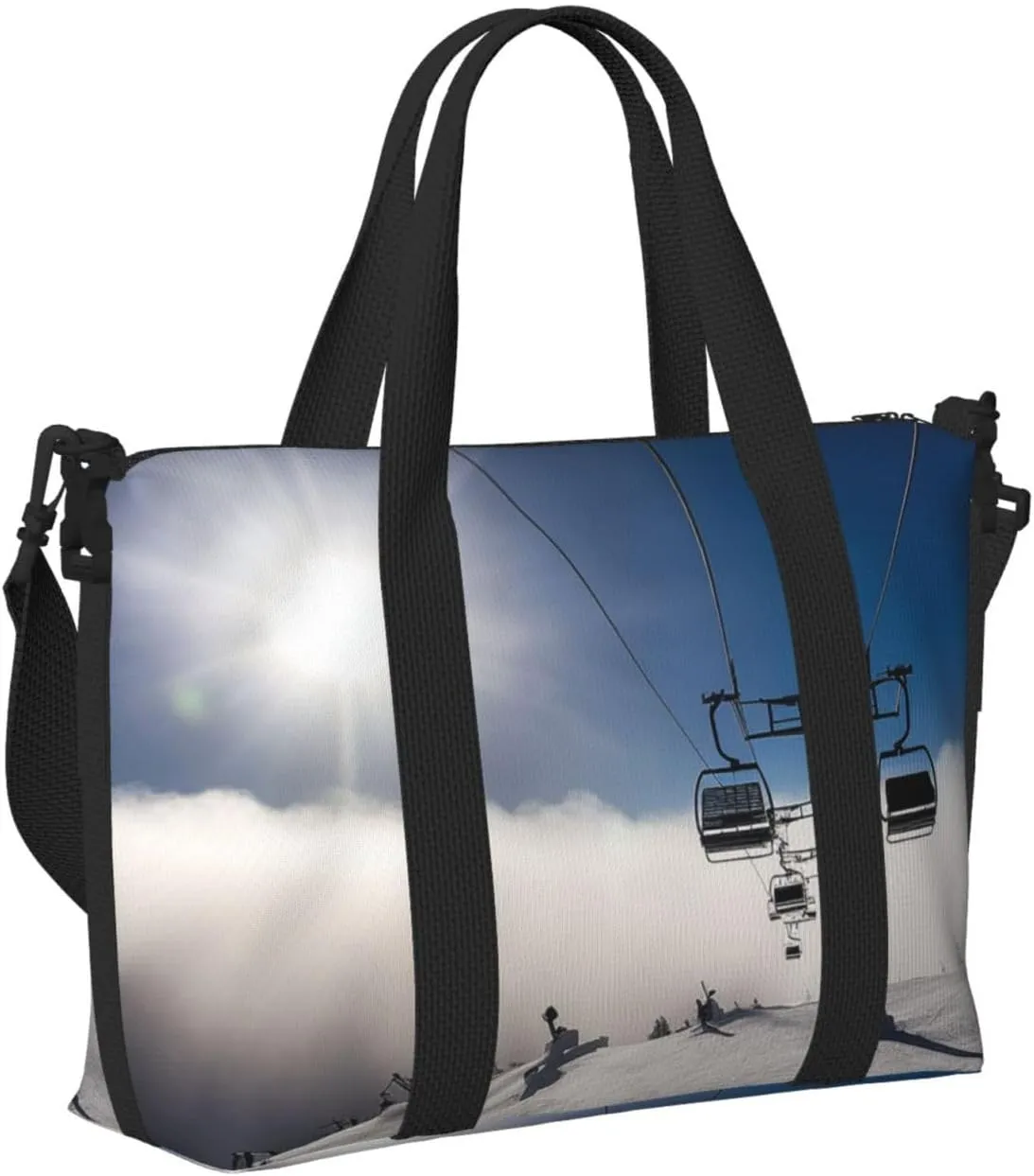 Sports Gym Bag for Women Men Travel Duffel Bag Tote Weekender Bag Carry on Overnight Bag for Travel Swimming Fitness Workout Sports Ski Lift at Sunshine Duffle Bag