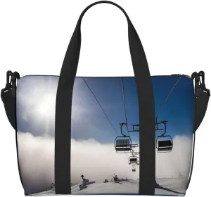 Sports Gym Bag for Women Men Travel Duffel Bag Tote Weekender Bag Carry on Overnight Bag for Travel Swimming Fitness Workout Sports Ski Lift at Sunshine Duffle Bag