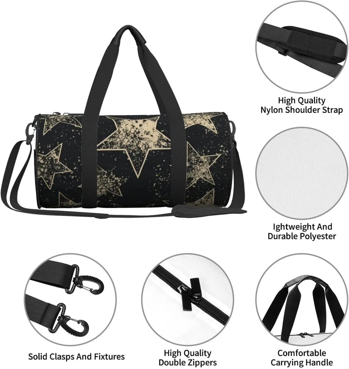 Sports Gym Bag for Women Men Travel Duffel Bag Tote Weekender Bag Carry on Overnight Bag for Travel Swimming Fitness Workout Sports Star Duffle Bag