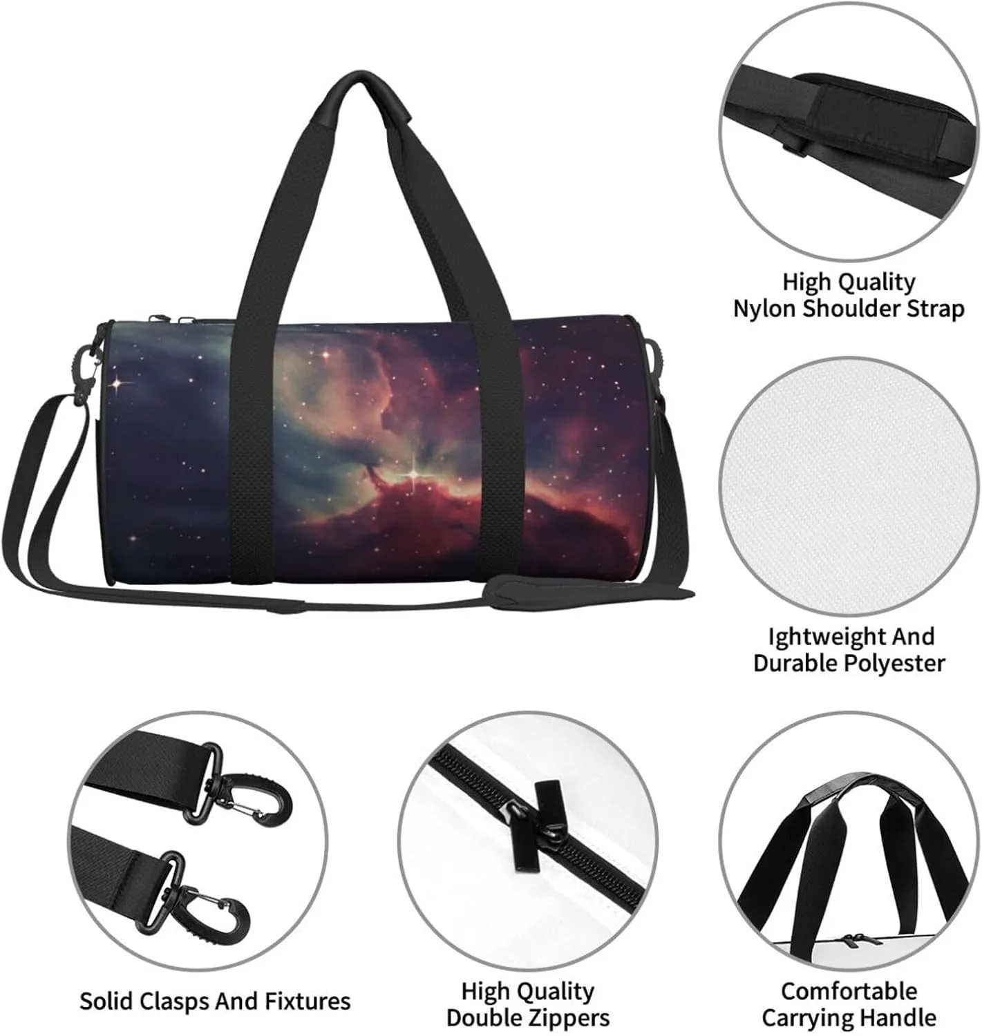 Sports Gym Bag for Women Men Travel Duffel Bag Tote Weekender Bag Carry on Overnight Bag for Travel Swimming Fitness Workout Sports Star Field in Deep Space Duffle Bag
