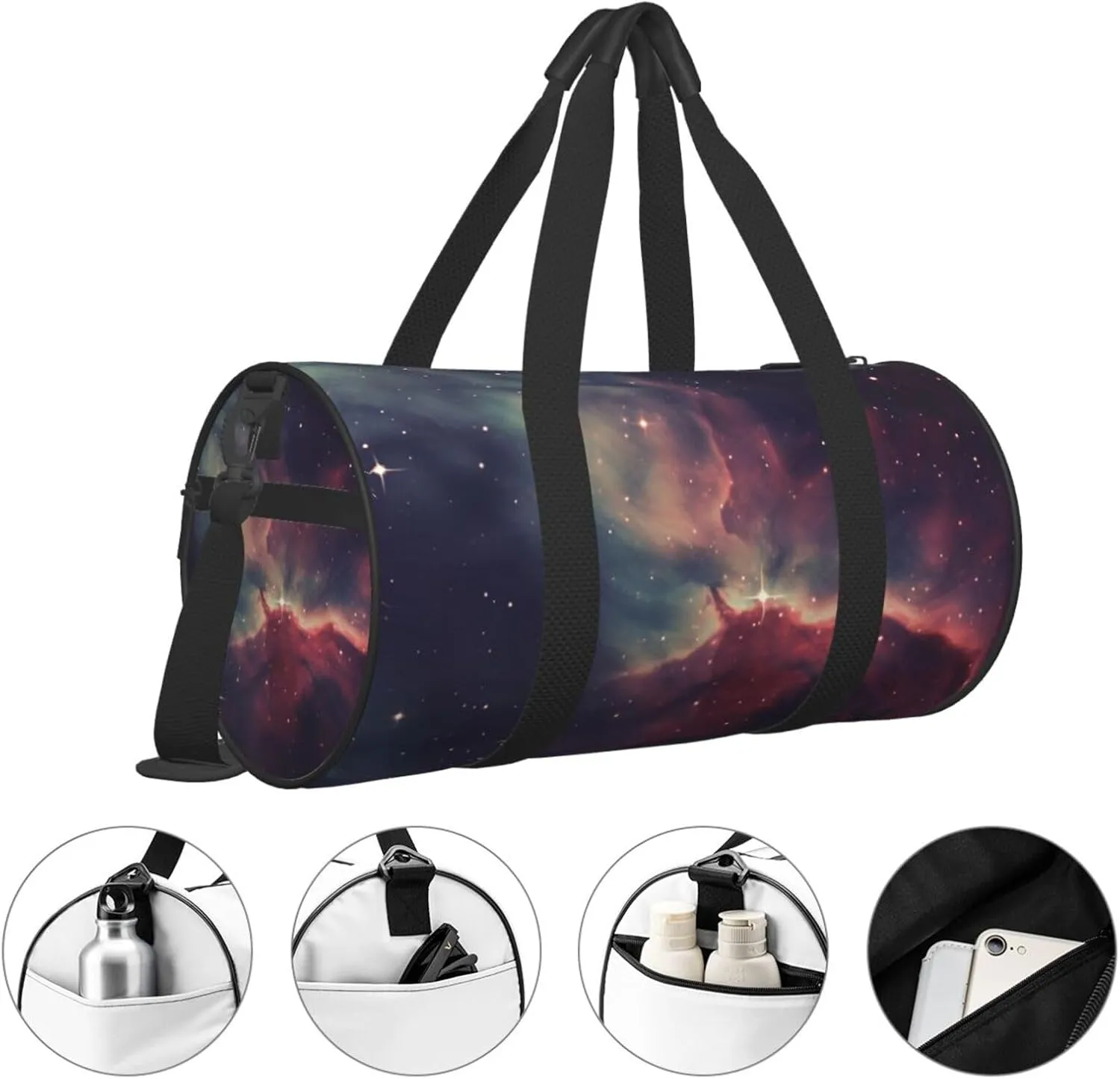 Sports Gym Bag for Women Men Travel Duffel Bag Tote Weekender Bag Carry on Overnight Bag for Travel Swimming Fitness Workout Sports Star Field in Deep Space Duffle Bag