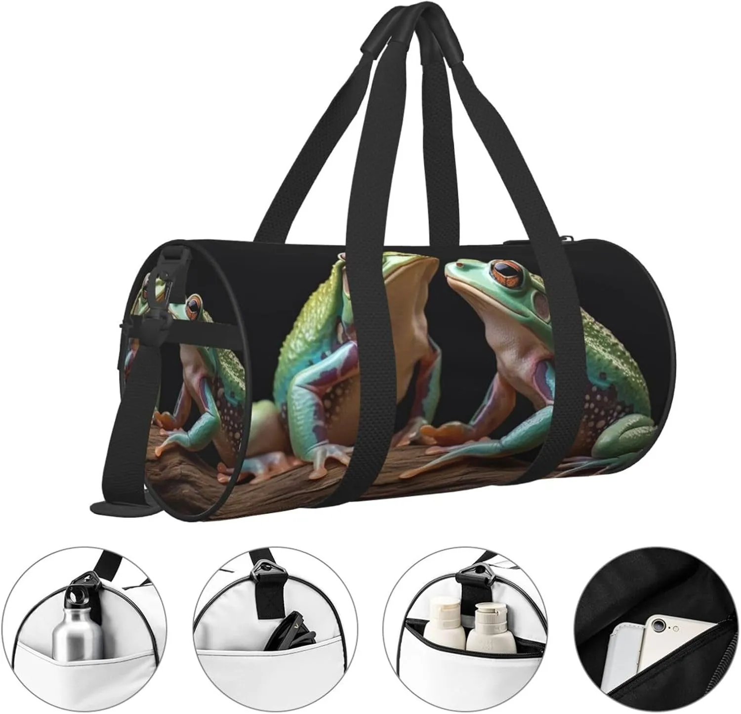 Sports Gym Bag for Women Men Travel Duffel Bag Tote Weekender Bag Carry on Overnight Bag for Travel Swimming Fitness Workout Sports Two Frogs Duffle Bag