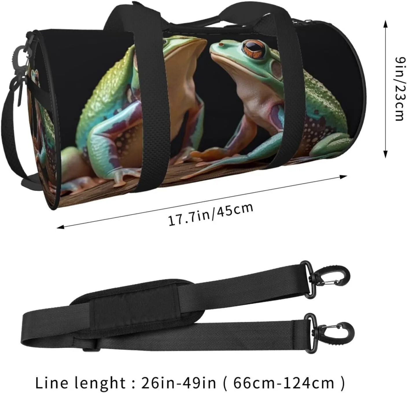 Sports Gym Bag for Women Men Travel Duffel Bag Tote Weekender Bag Carry on Overnight Bag for Travel Swimming Fitness Workout Sports Two Frogs Duffle Bag