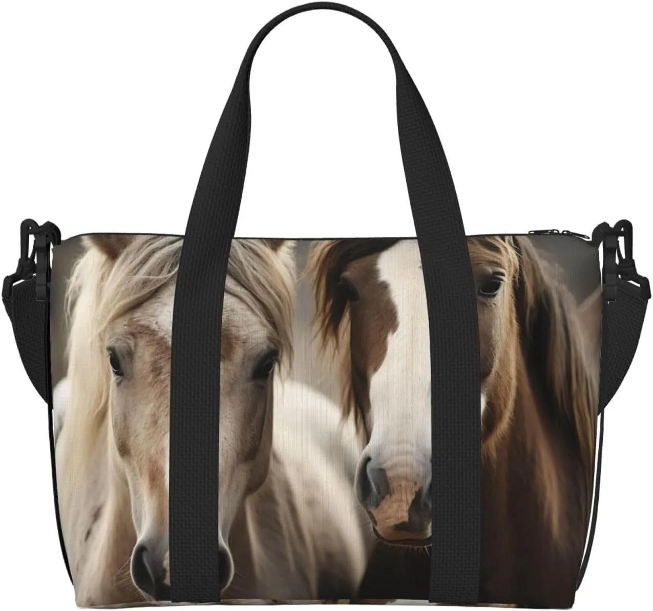 Sports Gym Bag for Women Men Travel Duffel Bag Tote Weekender Bag Carry on Overnight Bag for Travel Swimming Fitness Workout Sports Two horses Duffle Bag