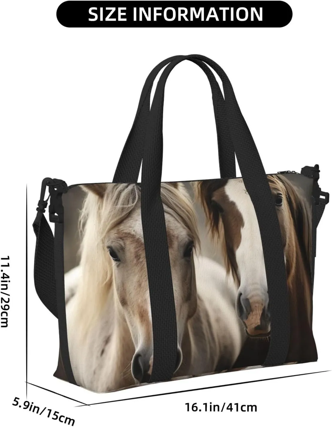 Sports Gym Bag for Women Men Travel Duffel Bag Tote Weekender Bag Carry on Overnight Bag for Travel Swimming Fitness Workout Sports Two horses Duffle Bag