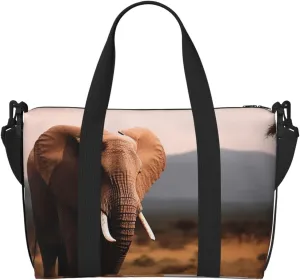 Sports Gym Bag for Women Men Travel Duffel Bag Tote Weekender Bag Carry on Overnight Bag for Travel Swimming Fitness Workout Sports Walking Elephant Duffle Bag