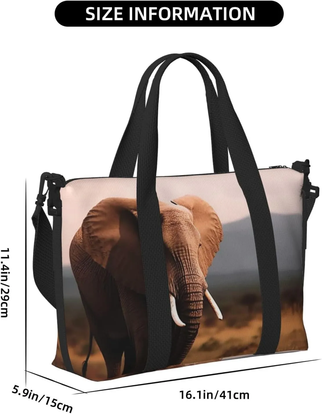 Sports Gym Bag for Women Men Travel Duffel Bag Tote Weekender Bag Carry on Overnight Bag for Travel Swimming Fitness Workout Sports Walking Elephant Duffle Bag