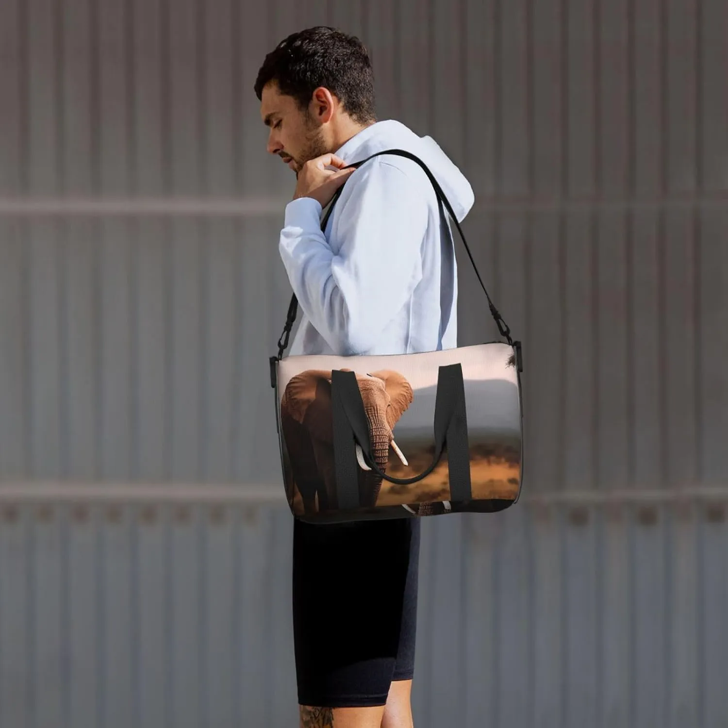 Sports Gym Bag for Women Men Travel Duffel Bag Tote Weekender Bag Carry on Overnight Bag for Travel Swimming Fitness Workout Sports Walking Elephant Duffle Bag