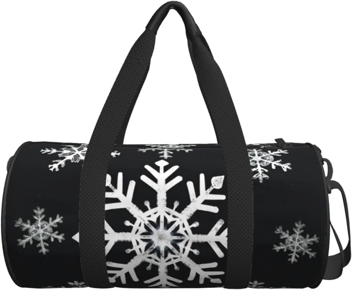 Sports Gym Bag for Women Men Travel Duffel Bag Tote Weekender Bag Carry on Overnight Bag for Travel Swimming Fitness Workout Sports White Snowflake Duffle Bag