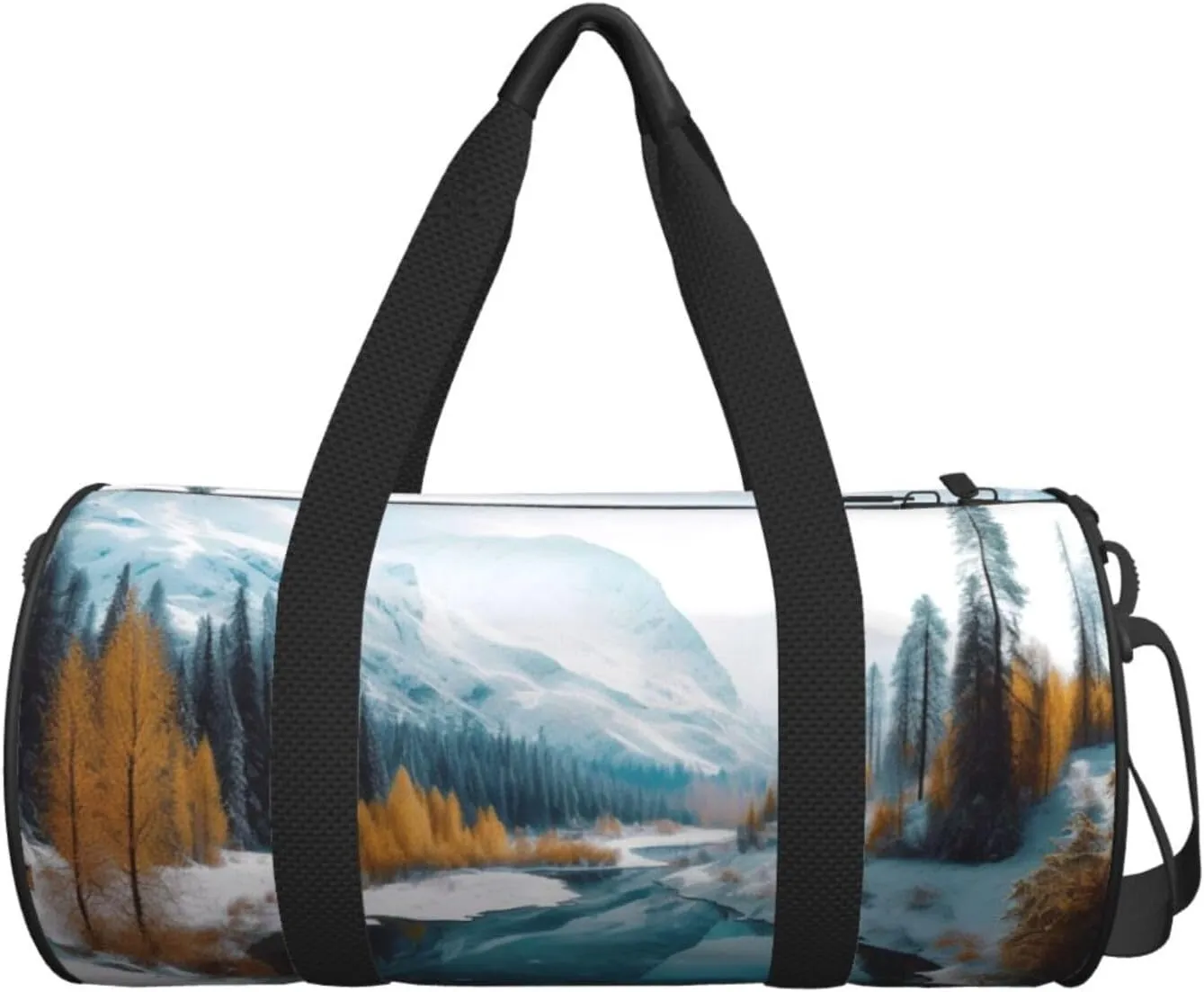 Sports Gym Bag for Women Men Travel Duffel Bag Tote Weekender Bag Carry on Overnight Bag for Travel Swimming Fitness Workout Sports Winter Mountains Snow Scene Duffle Bag