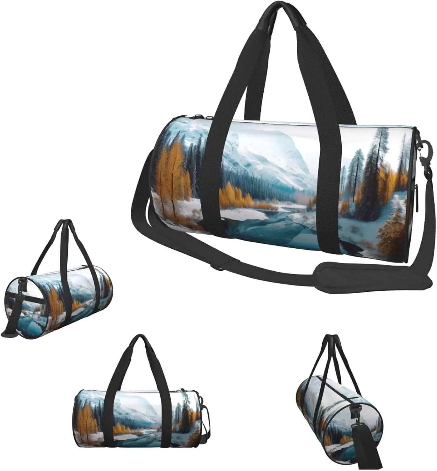 Sports Gym Bag for Women Men Travel Duffel Bag Tote Weekender Bag Carry on Overnight Bag for Travel Swimming Fitness Workout Sports Winter Mountains Snow Scene Duffle Bag