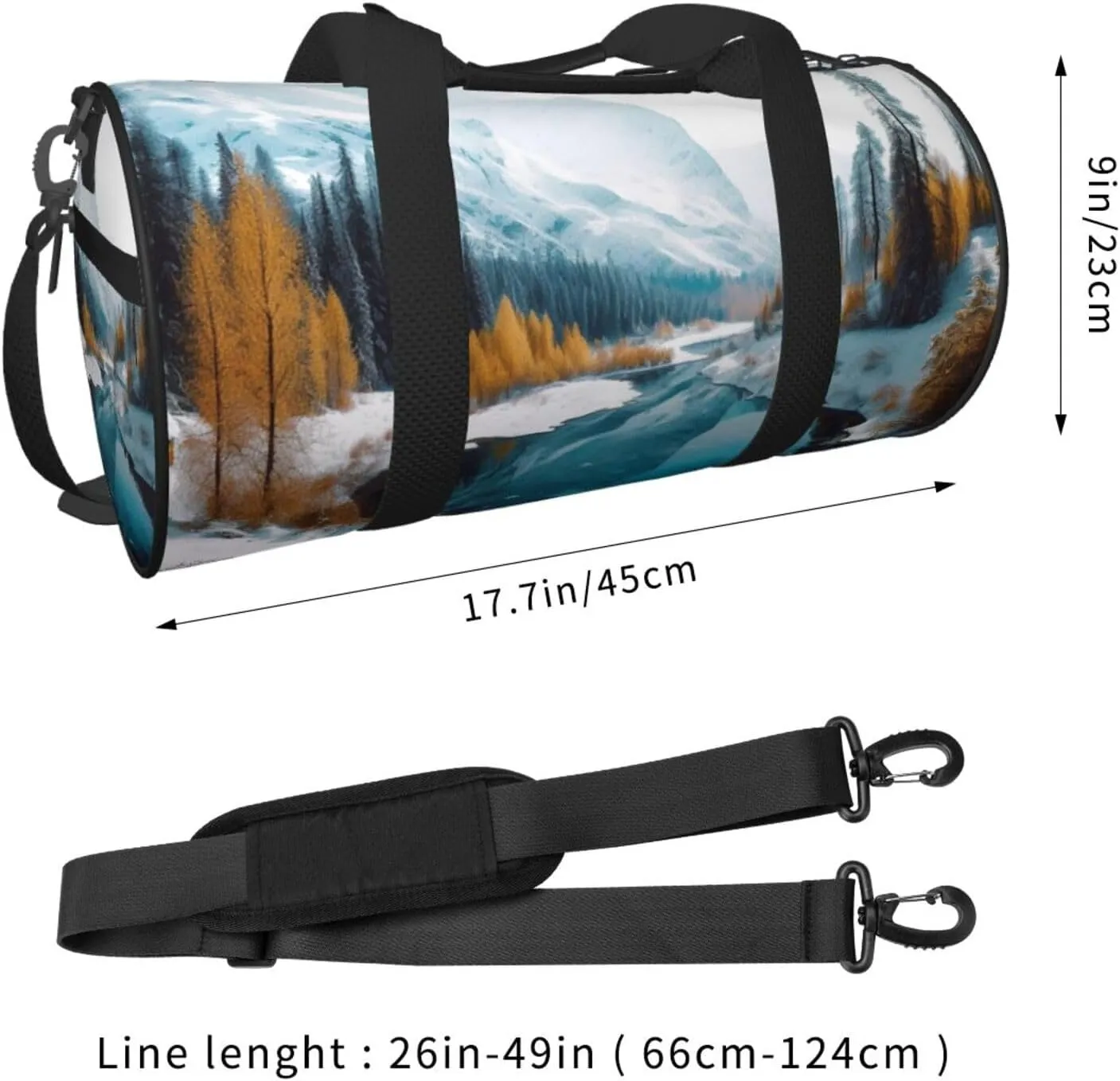 Sports Gym Bag for Women Men Travel Duffel Bag Tote Weekender Bag Carry on Overnight Bag for Travel Swimming Fitness Workout Sports Winter Mountains Snow Scene Duffle Bag