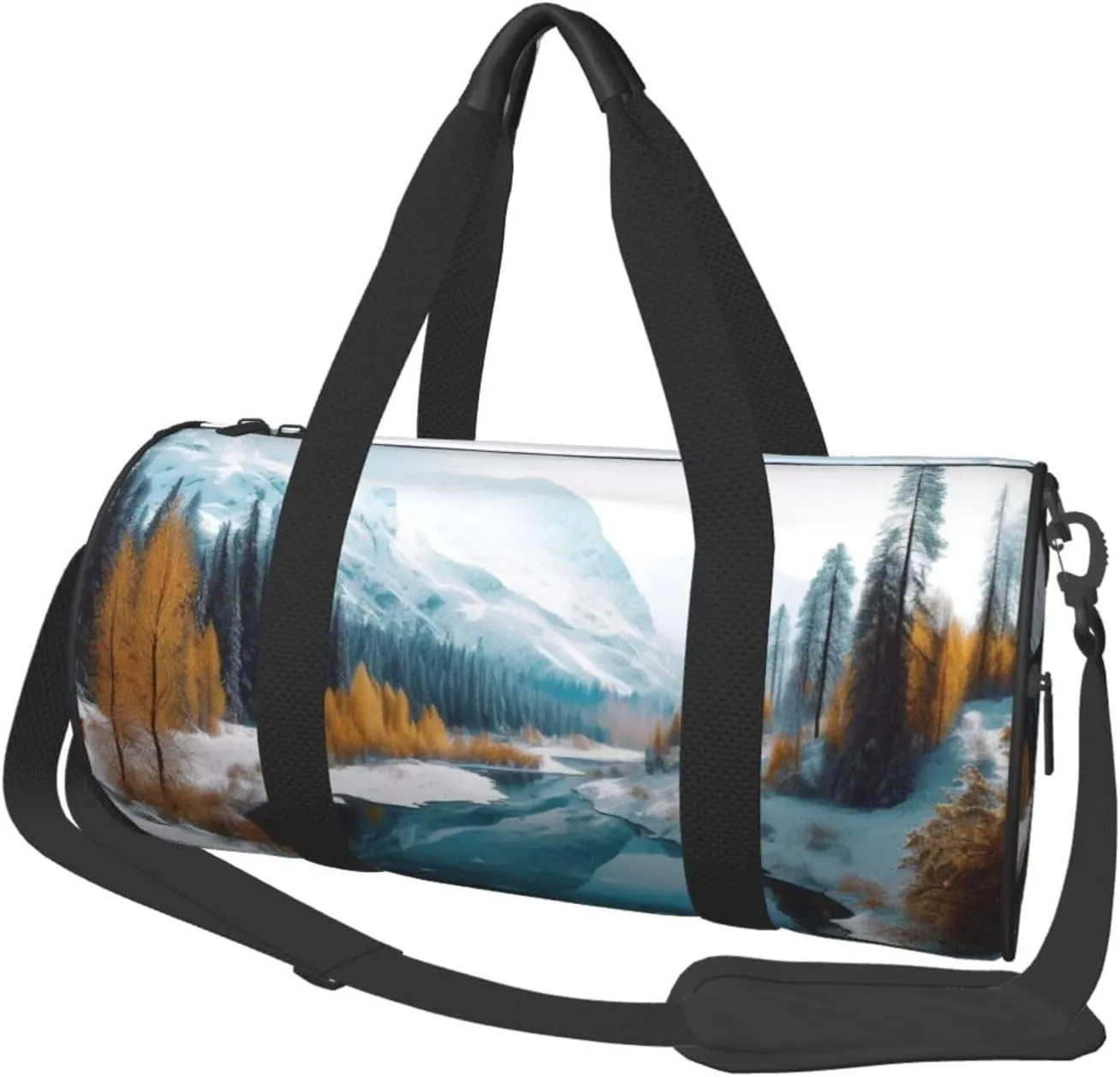 Sports Gym Bag for Women Men Travel Duffel Bag Tote Weekender Bag Carry on Overnight Bag for Travel Swimming Fitness Workout Sports Winter Mountains Snow Scene Duffle Bag