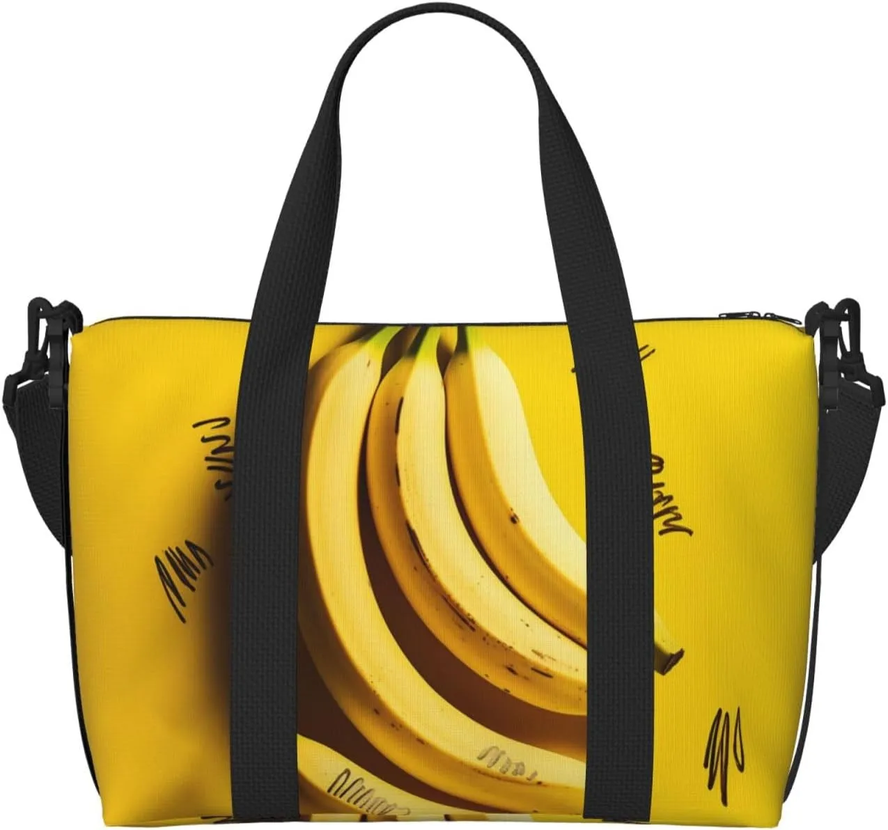 Sports Gym Bag for Women Men Travel Duffel Bag Tote Weekender Bag Carry on Overnight Bag for Travel Swimming Fitness Workout Sports Yellow Banana Duffle Bag
