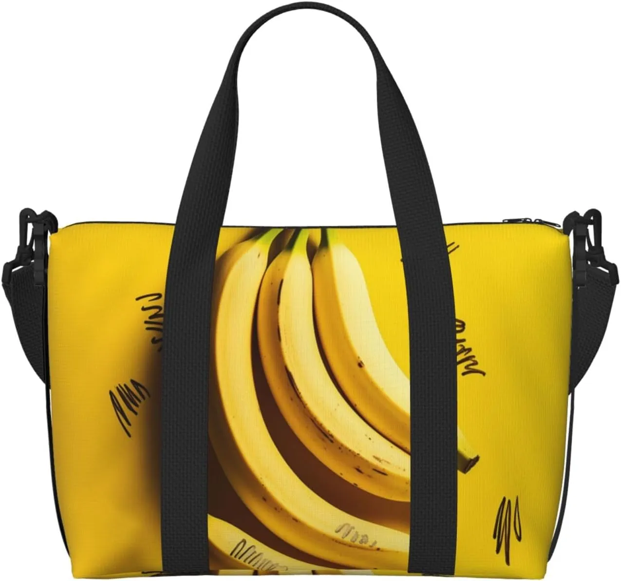 Sports Gym Bag for Women Men Travel Duffel Bag Tote Weekender Bag Carry on Overnight Bag for Travel Swimming Fitness Workout Sports Yellow Banana Duffle Bag
