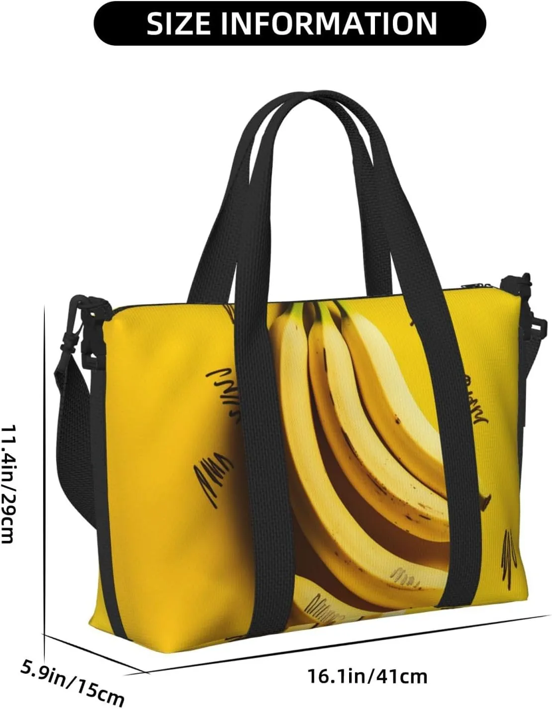 Sports Gym Bag for Women Men Travel Duffel Bag Tote Weekender Bag Carry on Overnight Bag for Travel Swimming Fitness Workout Sports Yellow Banana Duffle Bag
