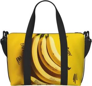 Sports Gym Bag for Women Men Travel Duffel Bag Tote Weekender Bag Carry on Overnight Bag for Travel Swimming Fitness Workout Sports Yellow Banana Duffle Bag