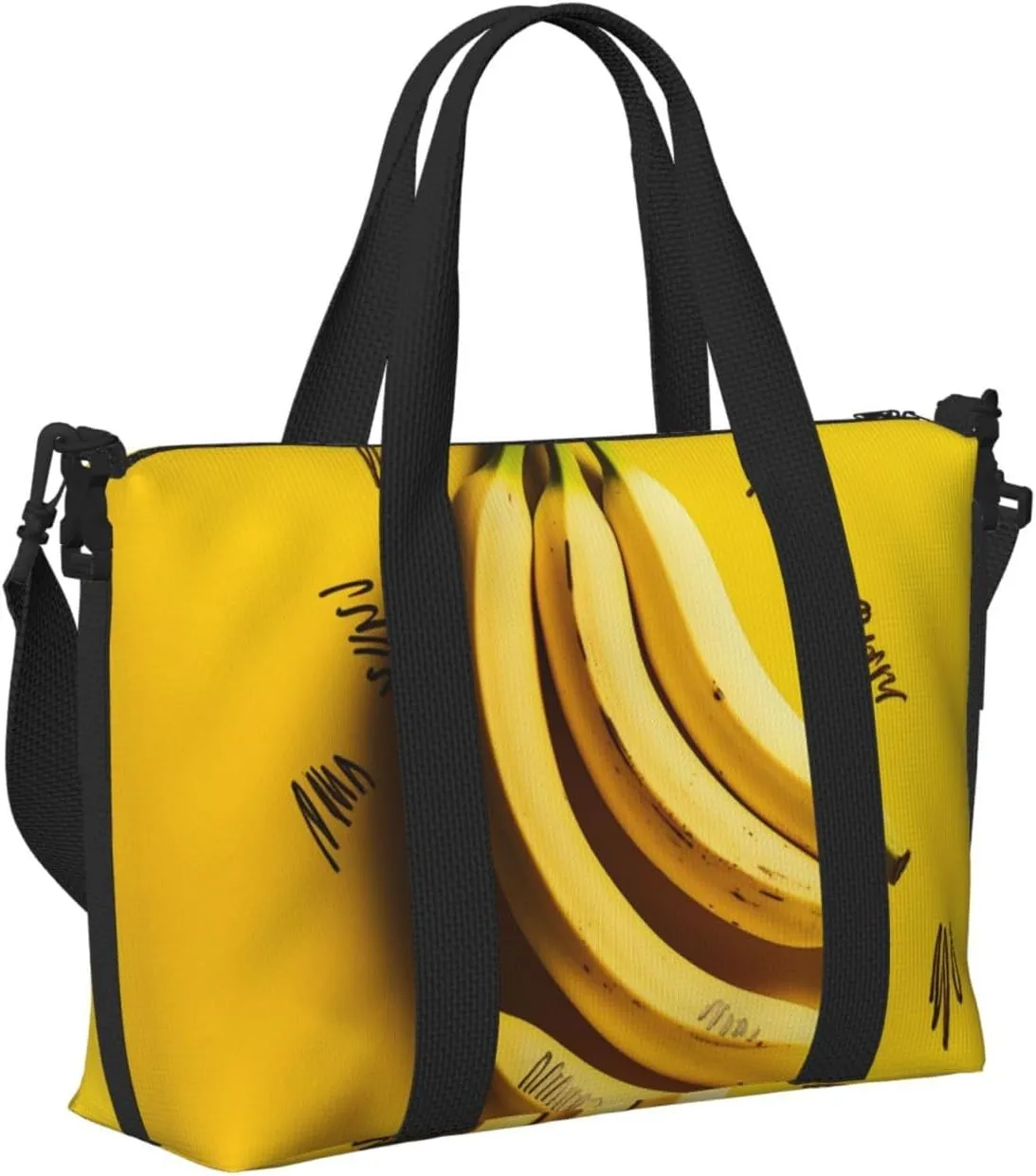 Sports Gym Bag for Women Men Travel Duffel Bag Tote Weekender Bag Carry on Overnight Bag for Travel Swimming Fitness Workout Sports Yellow Banana Duffle Bag