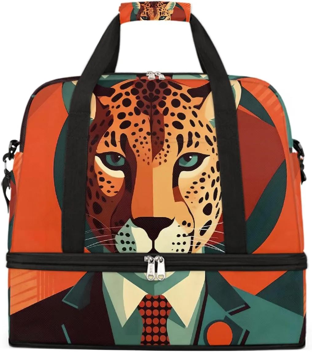 Sports Gym Bag Leopard Avatar Male Large Travel Duffel Bag With Shoe Compartment Foldable Waterproof Carry-On Weekend Travel Bags for Camping Overnight Yoga Hospital Travel Bags