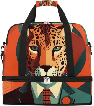 Sports Gym Bag Leopard Avatar Male Large Travel Duffel Bag With Shoe Compartment Foldable Waterproof Carry-On Weekend Travel Bags for Camping Overnight Yoga Hospital Travel Bags