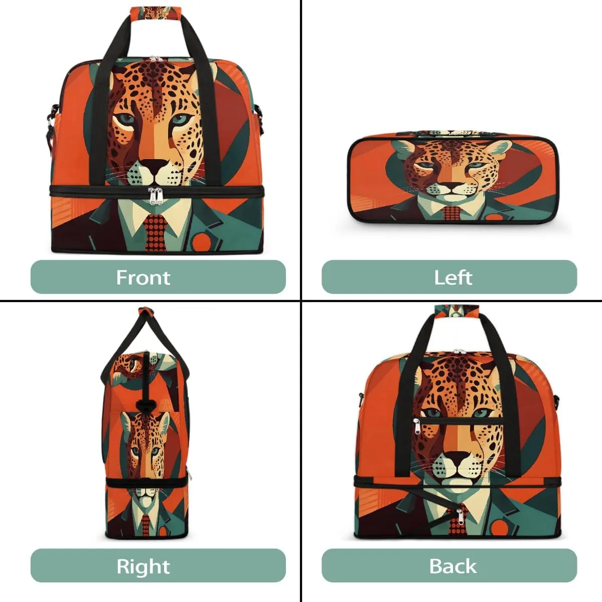 Sports Gym Bag Leopard Avatar Male Large Travel Duffel Bag With Shoe Compartment Foldable Waterproof Carry-On Weekend Travel Bags for Camping Overnight Yoga Hospital Travel Bags