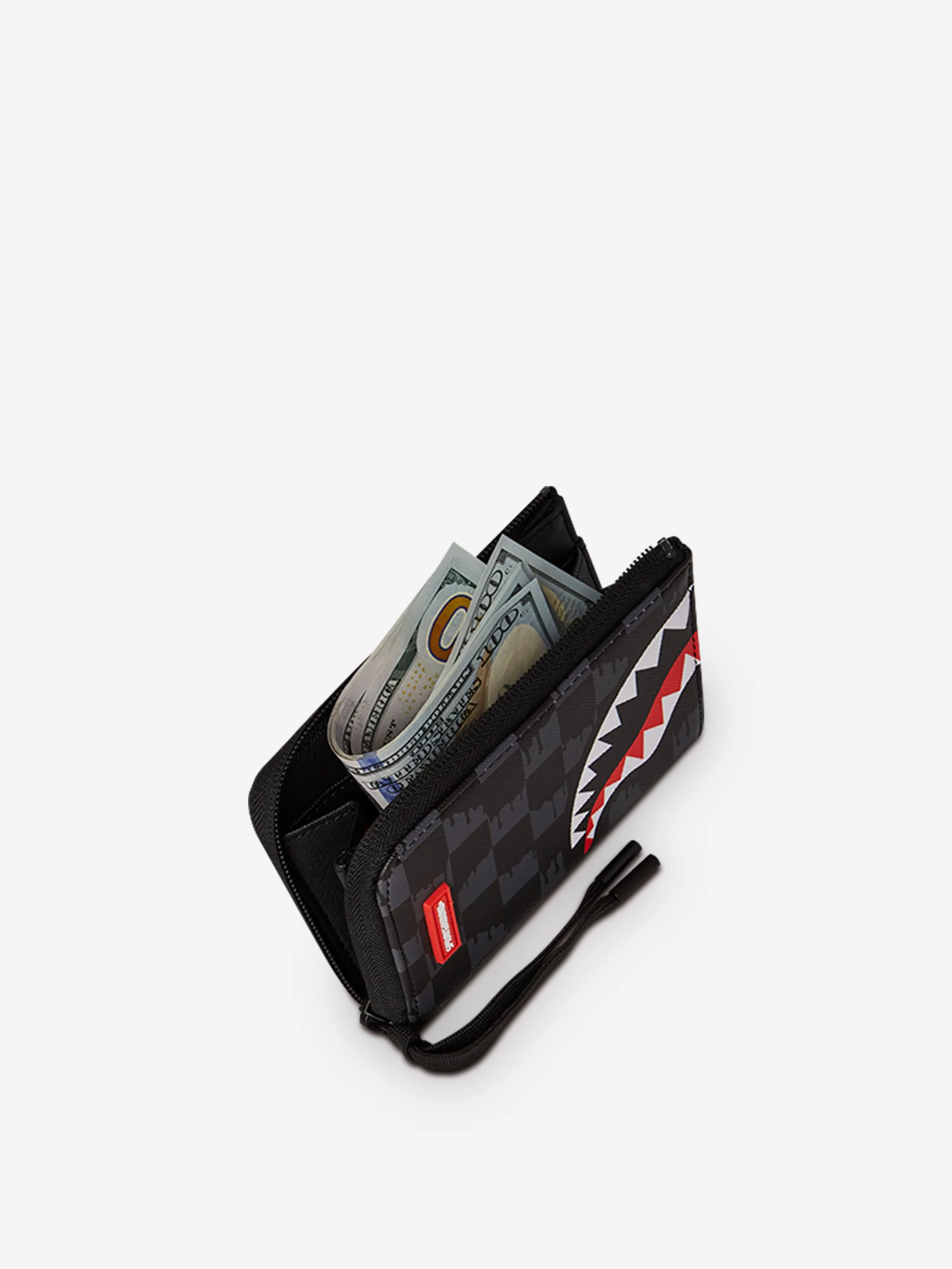 Sprayground Kids Drip Check Shark Wallet in Black (11cm)