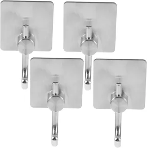 Stainless Steel Wall Hooks Adhesive Hooks for Hanging Towels Coats Bags Hat Hangers Easy to Apply