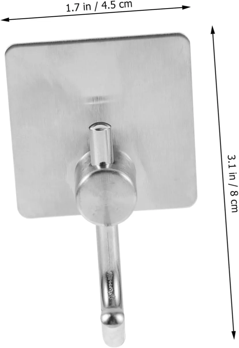 Stainless Steel Wall Hooks Adhesive Hooks for Hanging Towels Coats Bags Hat Hangers Easy to Apply