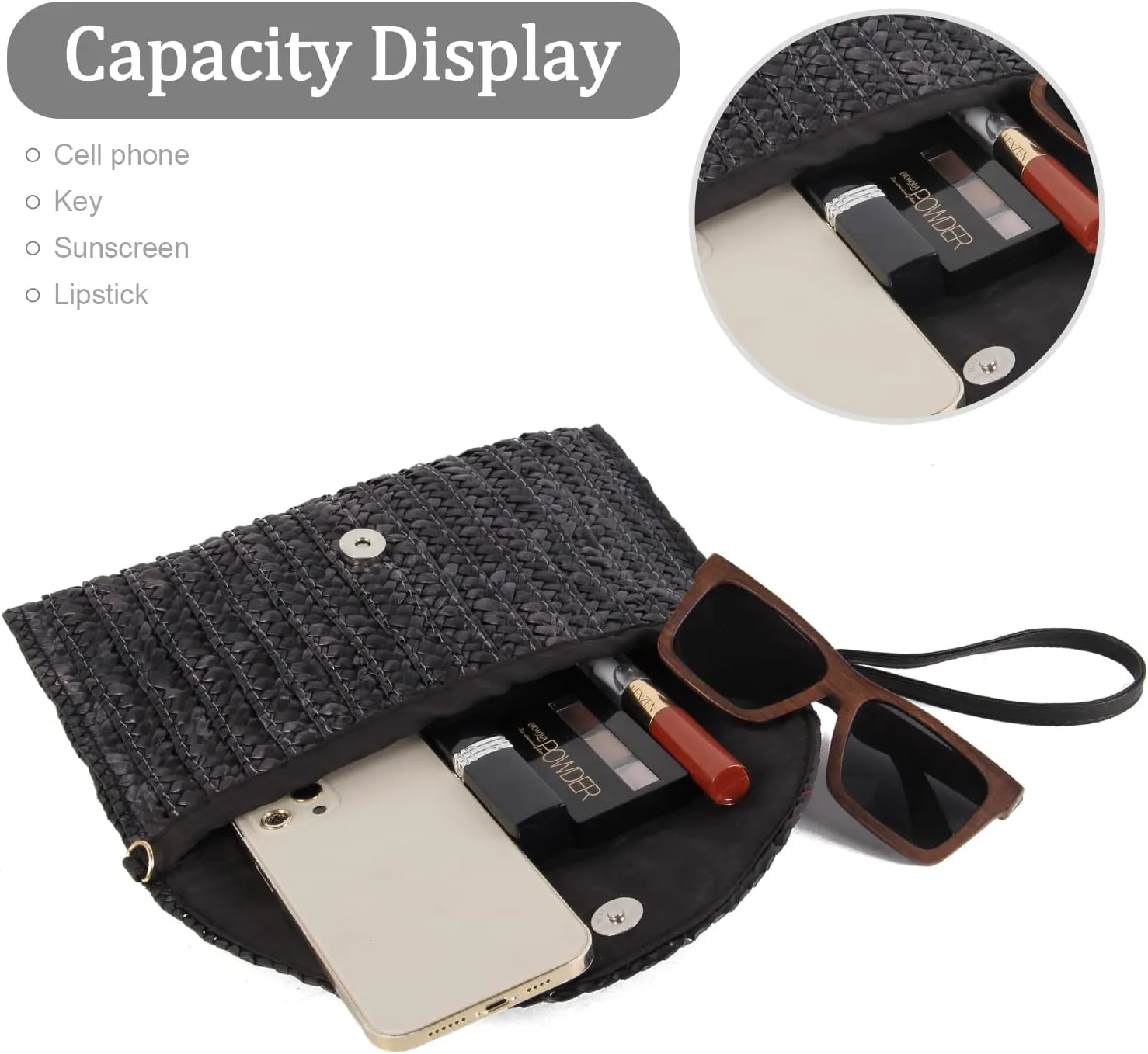 Straw Clutch Purse Bags for Women Summer Beach Purse Woven Straw Shoulder Bags Beach Clutch Bags