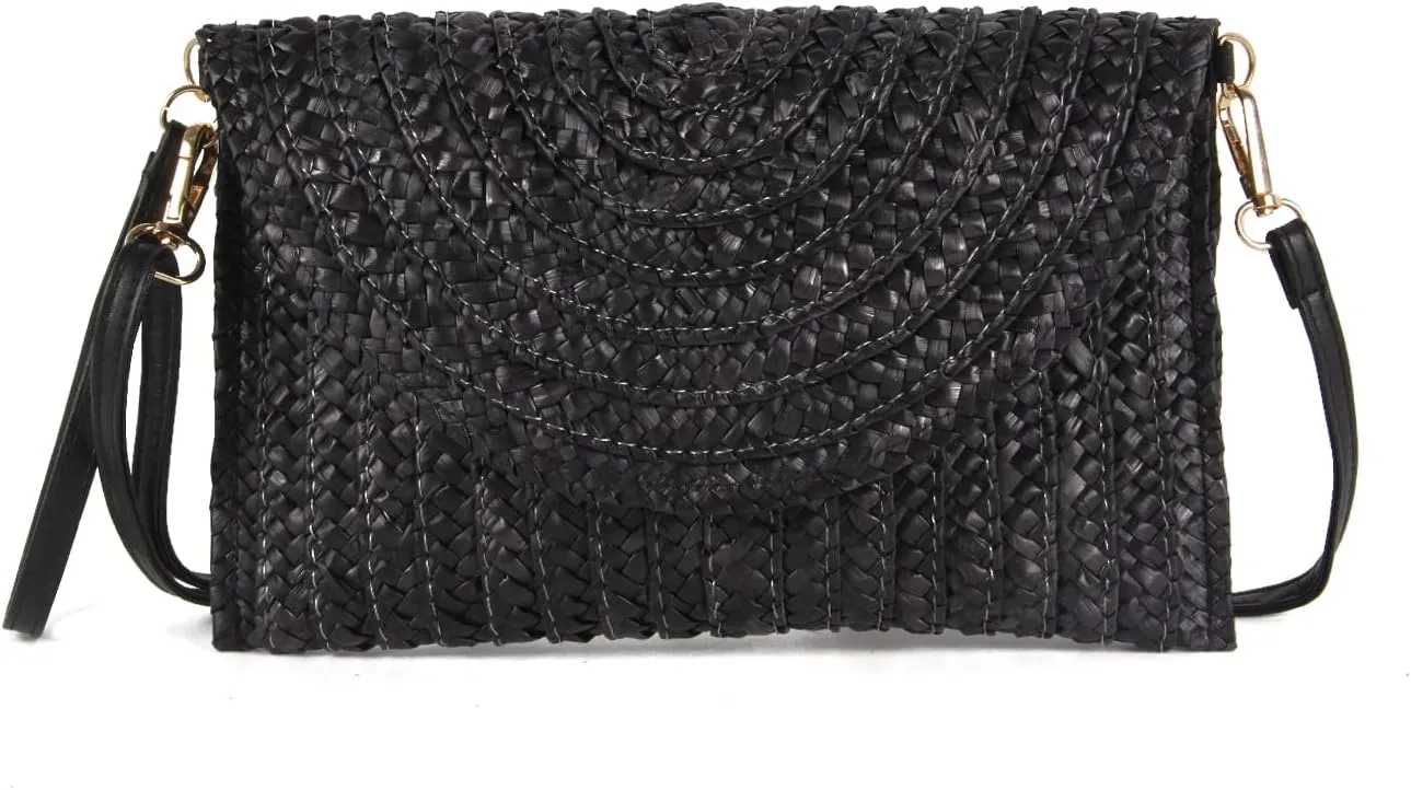 Straw Clutch Purse Bags for Women Summer Beach Purse Woven Straw Shoulder Bags Beach Clutch Bags