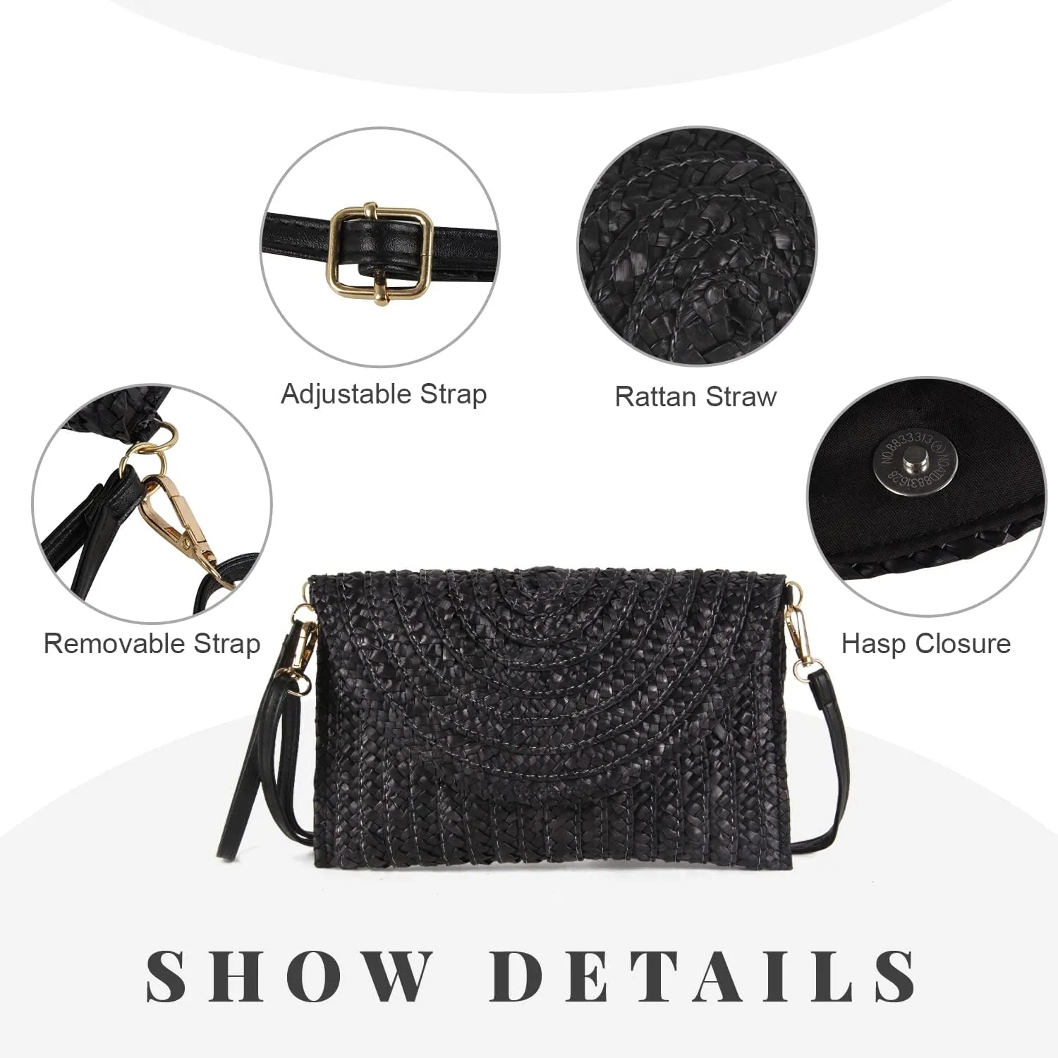 Straw Clutch Purse Bags for Women Summer Beach Purse Woven Straw Shoulder Bags Beach Clutch Bags